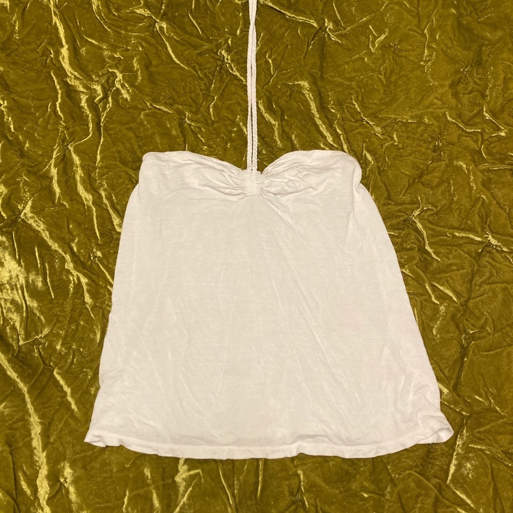 medium flowy white strapless shirt